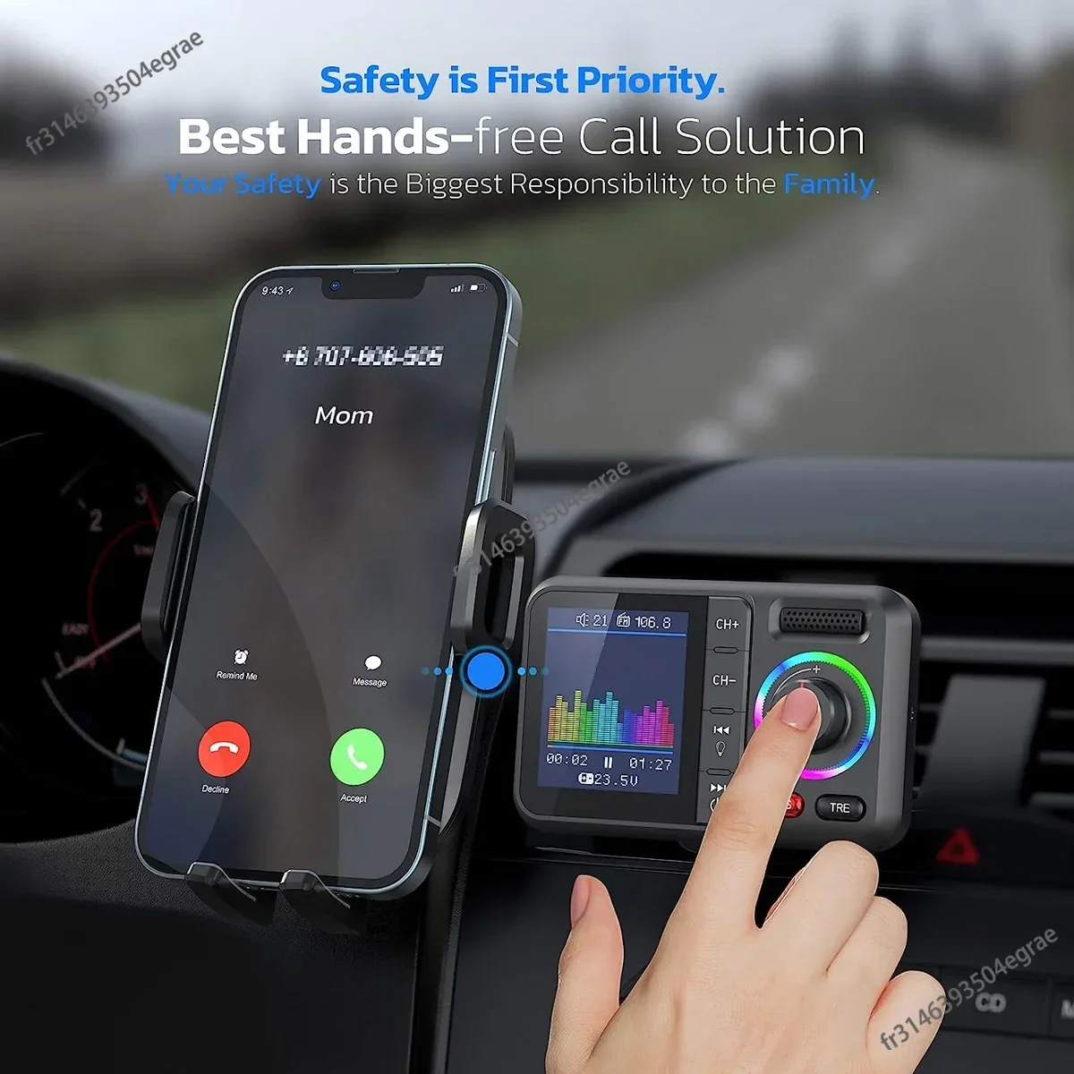 Audio Music Car - Wireless FM Transmitter with Big Color