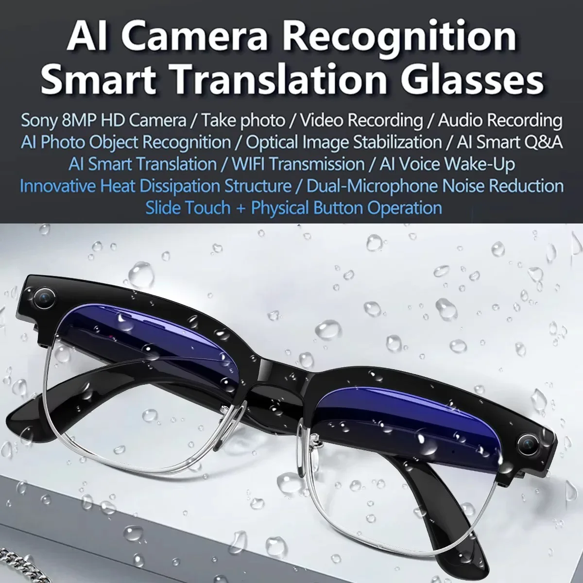 AI Smart Translation Glasses w - Audio Music Arabic ulasan dan harga