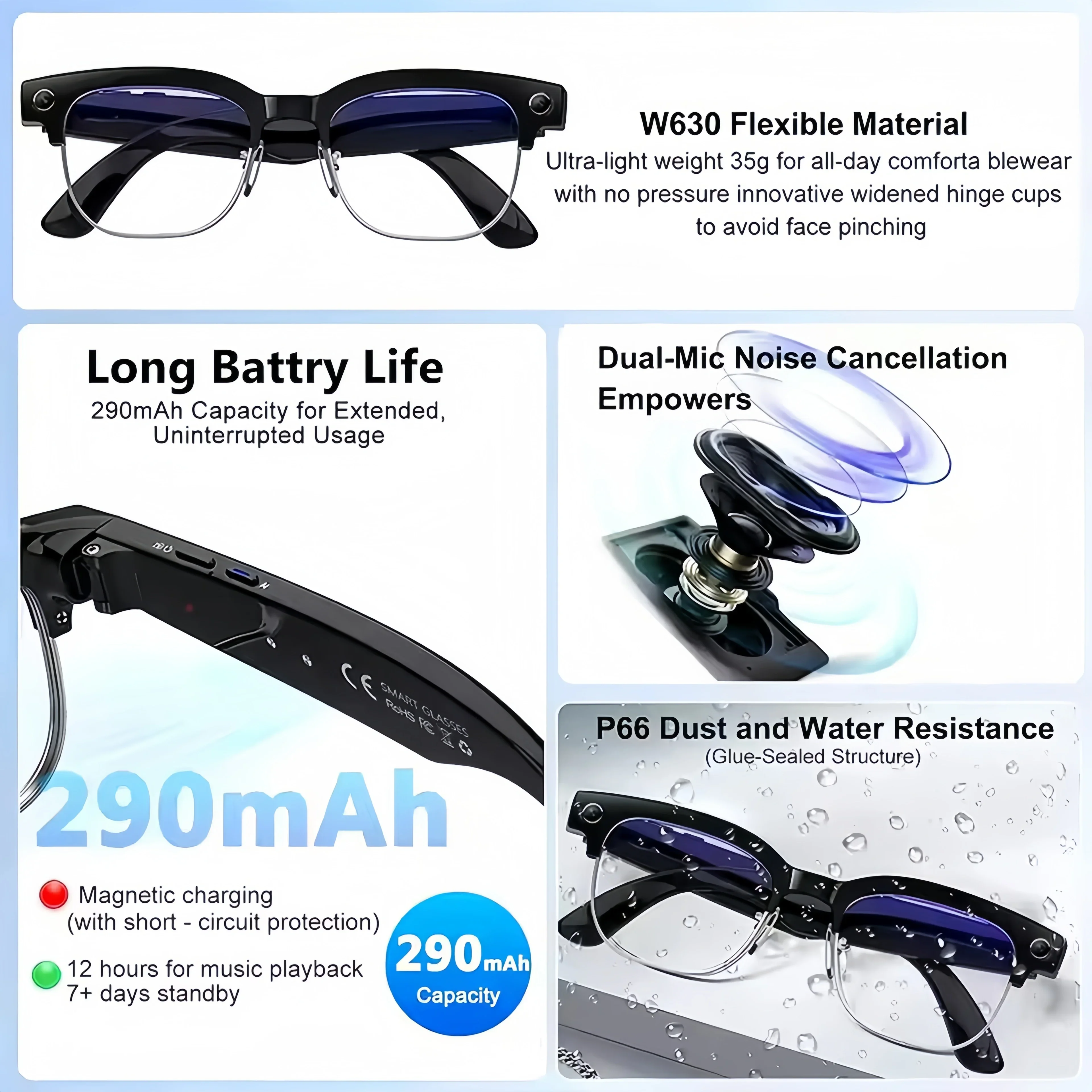 AI Smart Translation Glasses w - Audio Music Arabic ulasan dan harga
