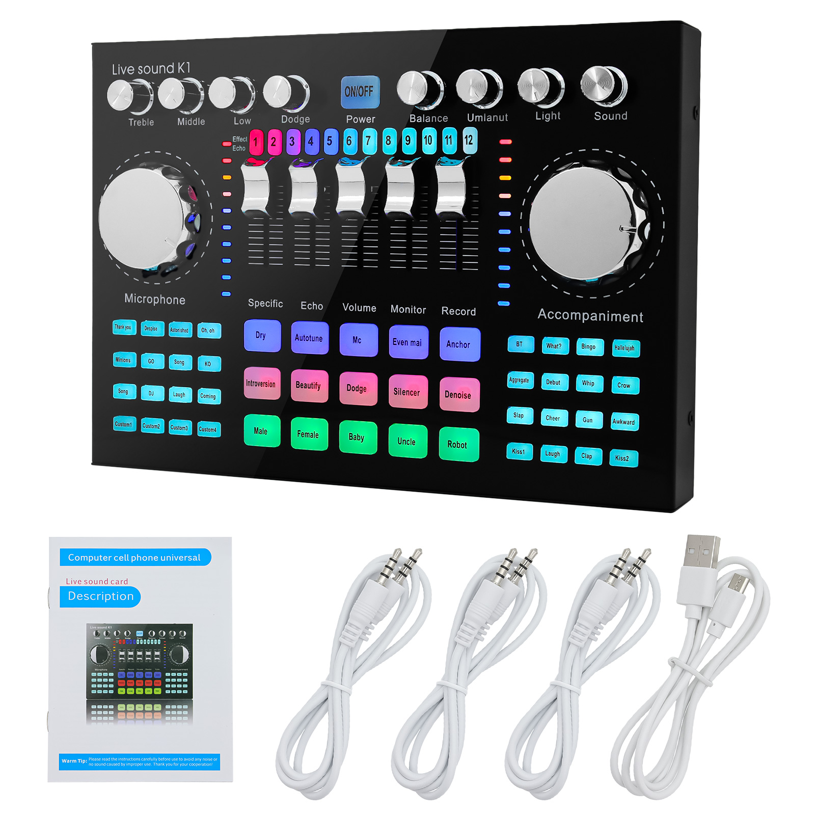 K1 Audio Mixer Live Sound Card - Audio Music Changer ulasan dan harga